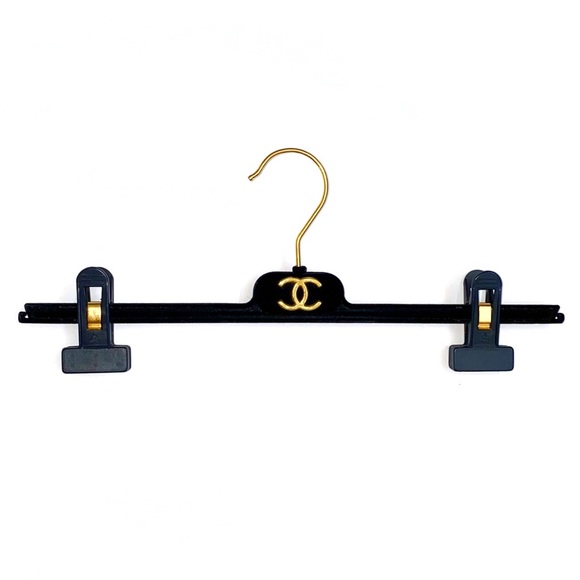 CHANEL Other - CHANEL CC gold metal logo black velvet velour bottoms clothing closet hanger